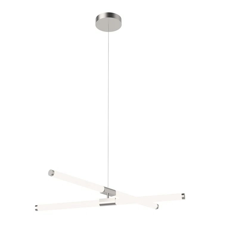 Akari Sleek Minimalist 35.5" LED Linear Chandelier in Brushed Nickel