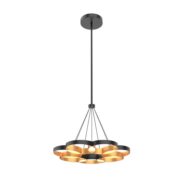 Maestro Black/Gold LED Chandelier with Twirling Metal Rings