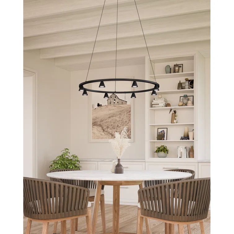 Dune Series Black LED Wagon Wheel Chandelier 33.25"