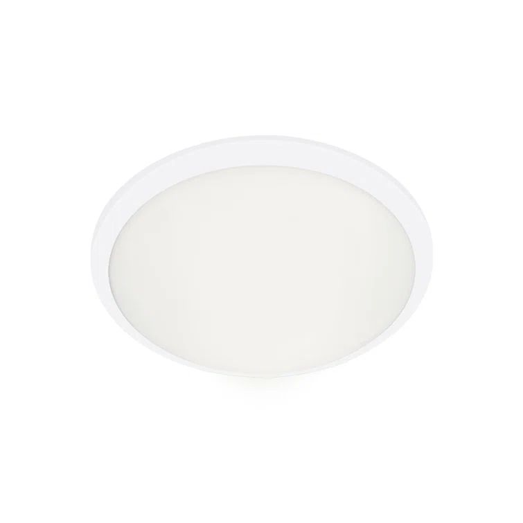 Malta 12" Sleek White Opal Glass LED Flush Mount in Brushed Nickel