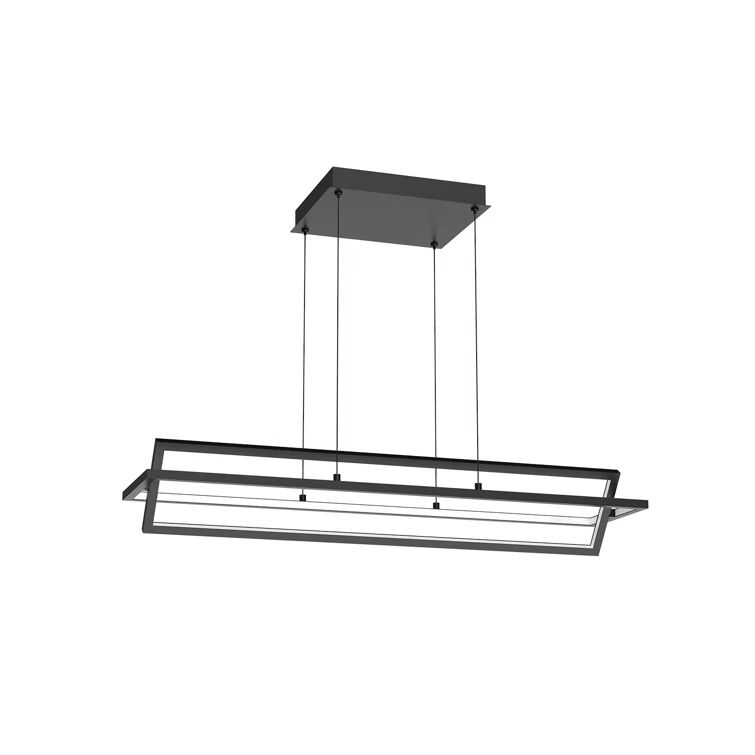 Rubio Mid-Century Modern Black LED Kitchen Island Light with Brushed Nickel Accents