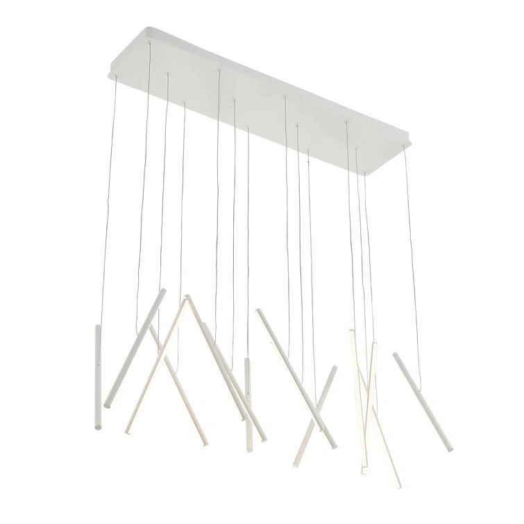 Contemporary White LED Glass Island Pendant, 42 in