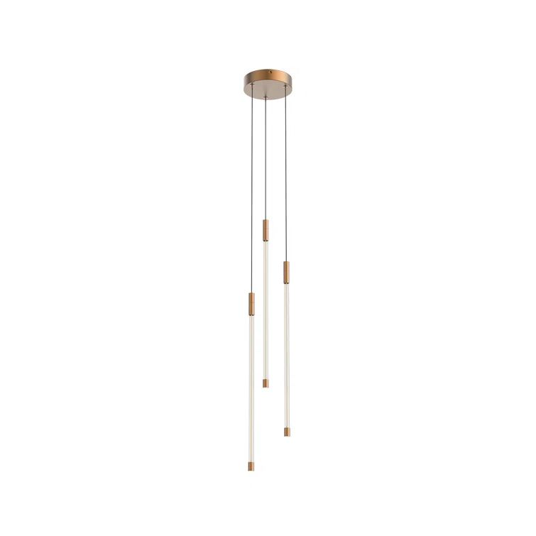 Brushed Gold LED Cluster Pendant with Glass Cylinders