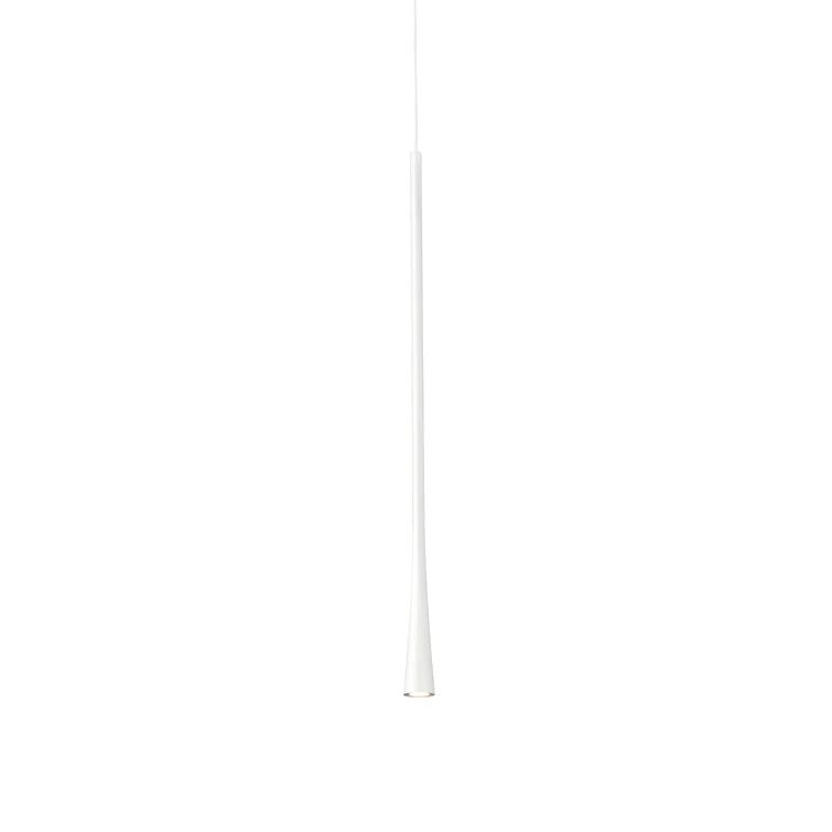 White Aluminum LED Single Pendant Light, 23.63" Height