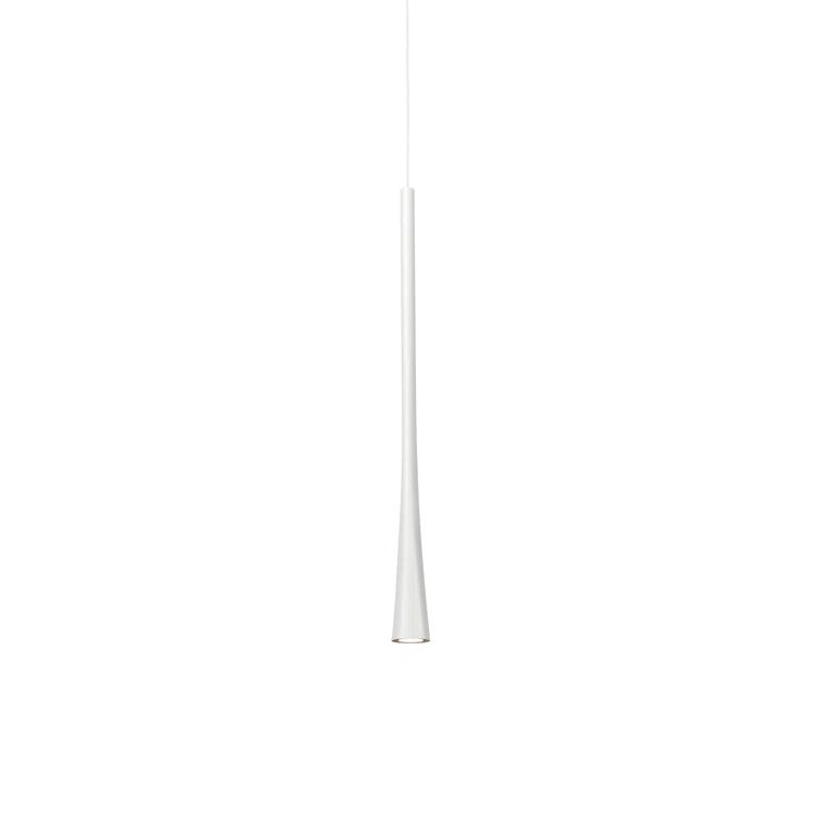 White Aluminum LED Single Pendant Light, 15.75" Height