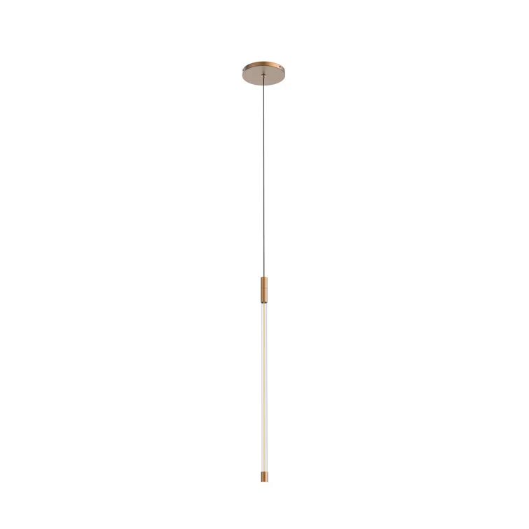 Brushed Gold Glass LED Pendant Light, 20.63" Height