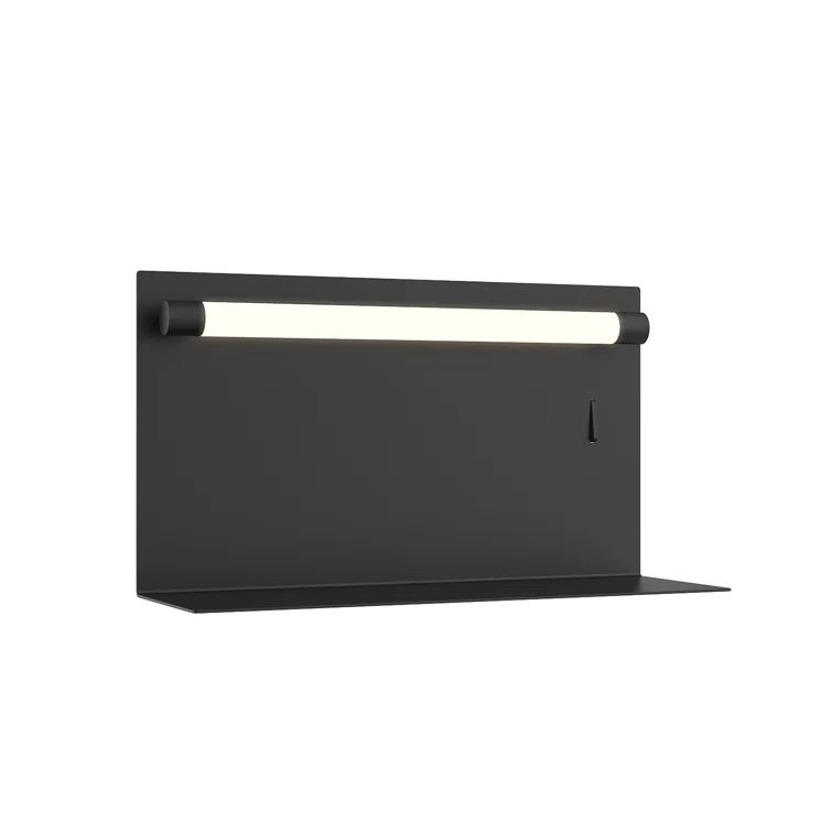 Dresden Dimmable LED Black Sconce with USB Charging Shelf