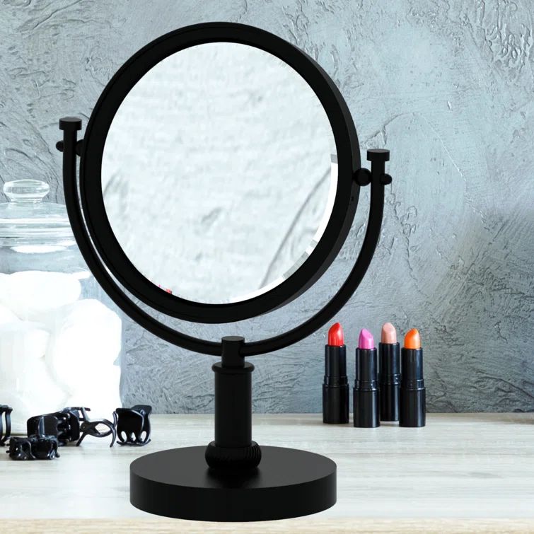 Matte Black Brass 8" Vanity Makeup Mirror with 3X Magnification