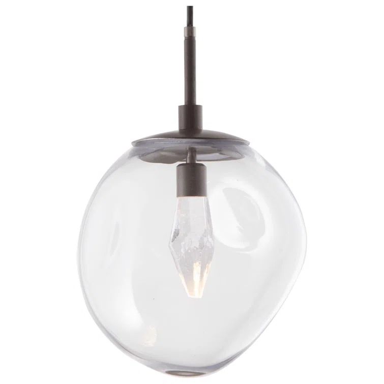 Aster Clear Glass and Silver LED Drum Pendant Light