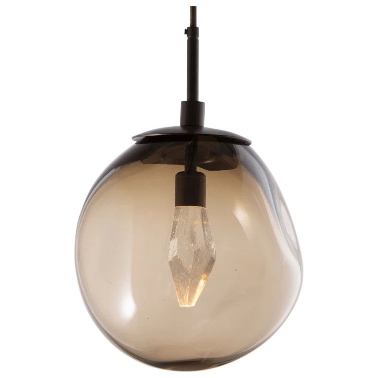 Aster Bronze Geo 10" LED Drum Pendant Light in Matte Black