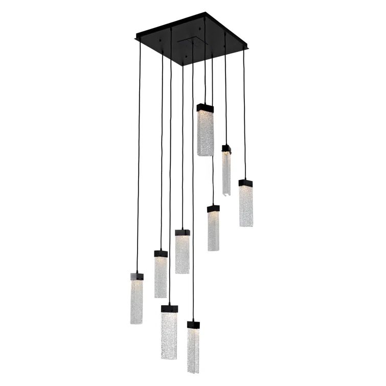Parallel 9-Light Matte Black LED Glass Drum Pendant