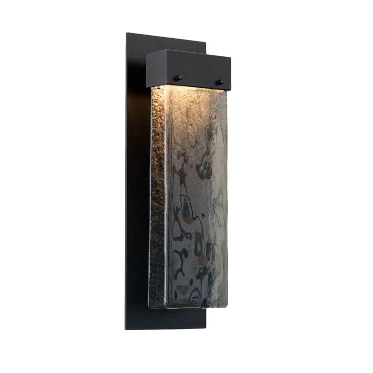 Matte Black Dimmable Wall Sconce with Smoke Granite Glass Shade