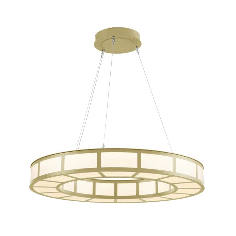 Carlyle Metro 35.5'' Gilded Brass Drum Chandelier with White Glass