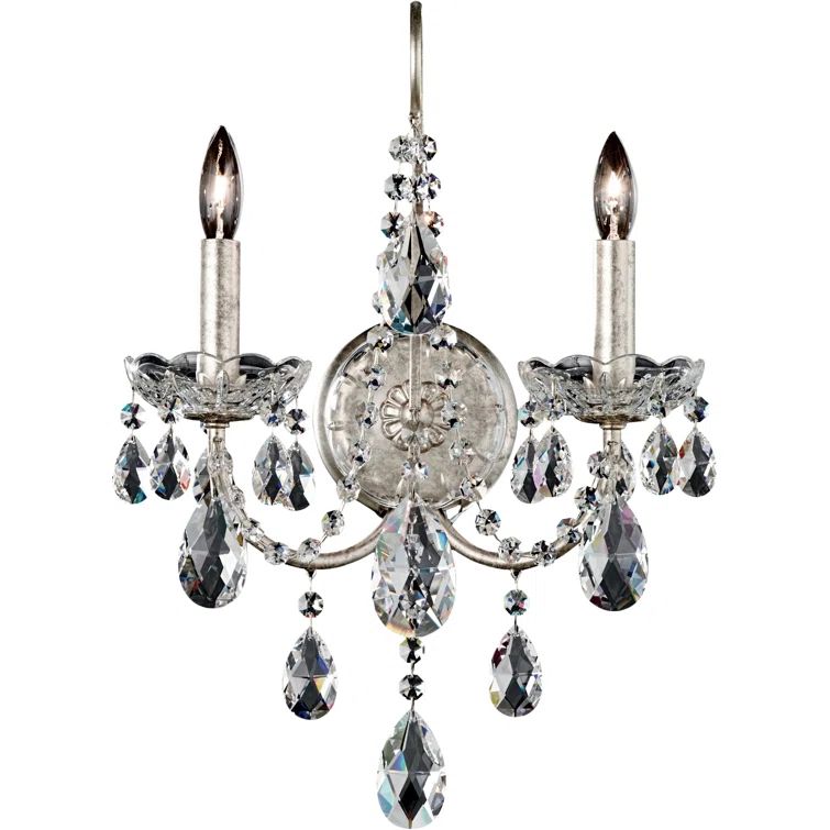 Polished Silver Heritage Crystal 2-Light Wall Sconce