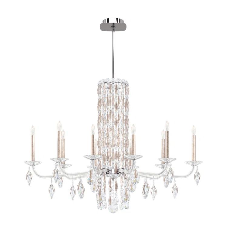 Antique Silver 10-Light Chandelier with Clear Heritage Crystal
