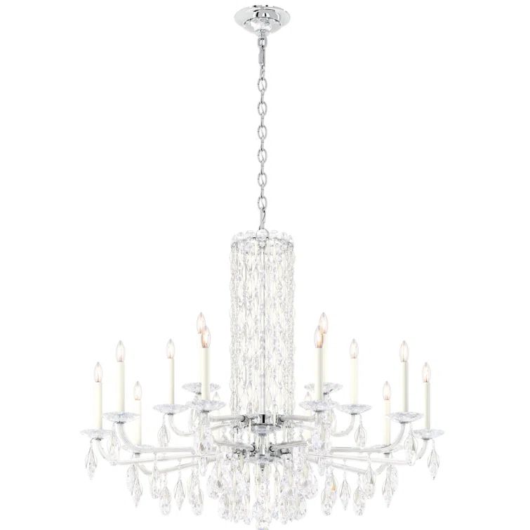 Antique Silver 15-Light Crystal Chandelier