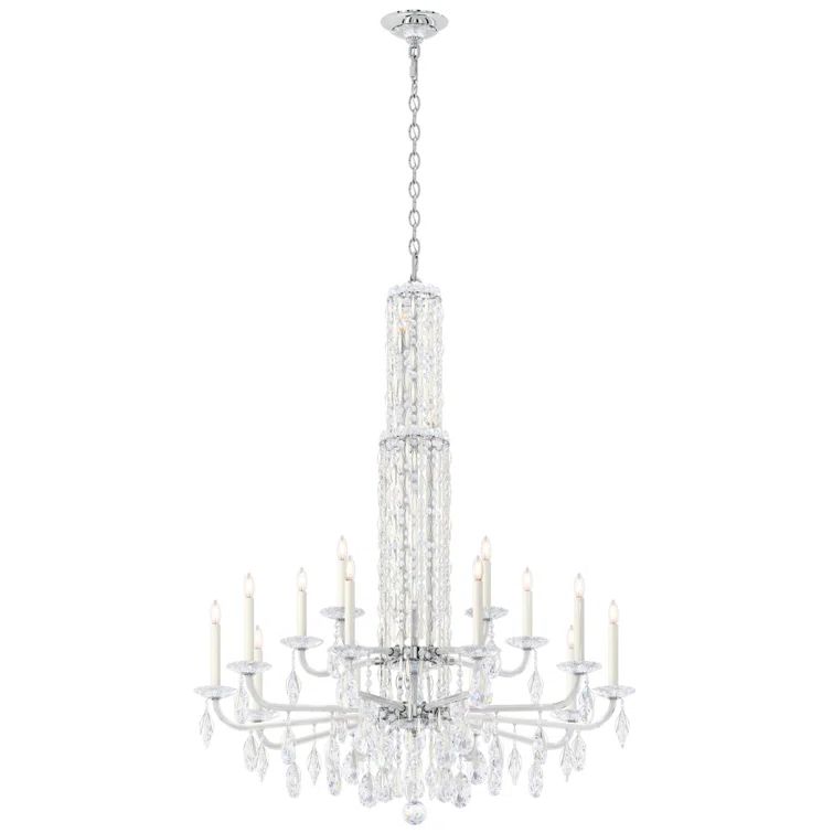 Elegant White 17-Light Chandelier with Clear Heritage Crystals