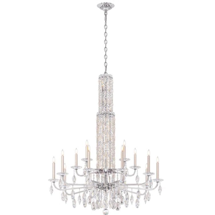 Sarella Antique Silver 17-Light Classic Chandelier with Clear Heritage Crystals