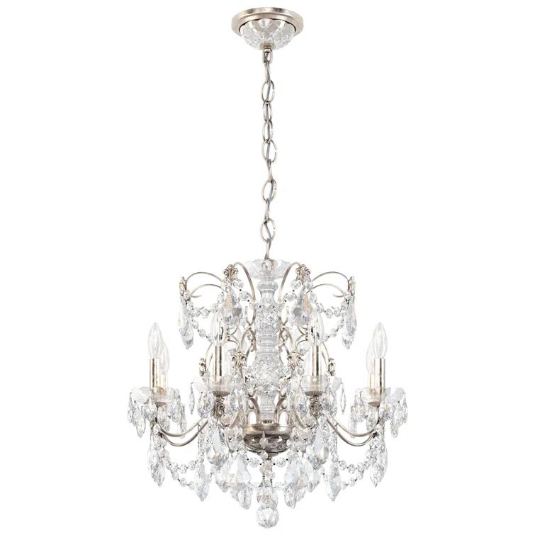 Antique Silver 8-Light Crystal Chandelier
