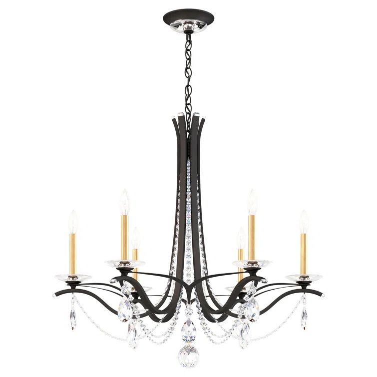 Vesca Black and Clear Crystal 6-Light Chandelier