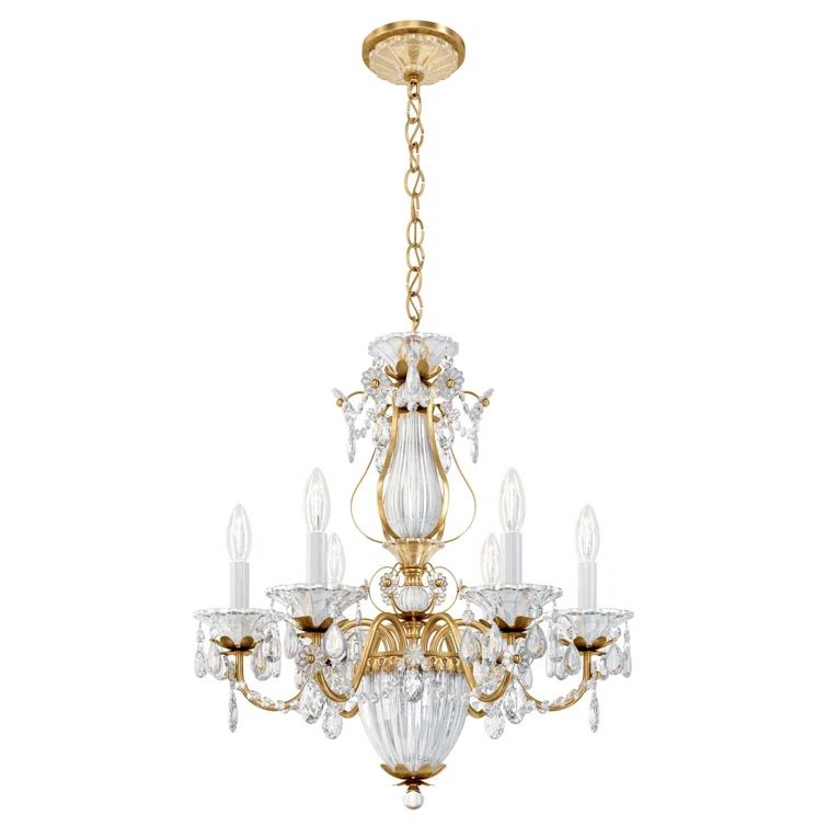 Elysian 6-Light French Gold Chandelier with Clear Heritage Crystals
