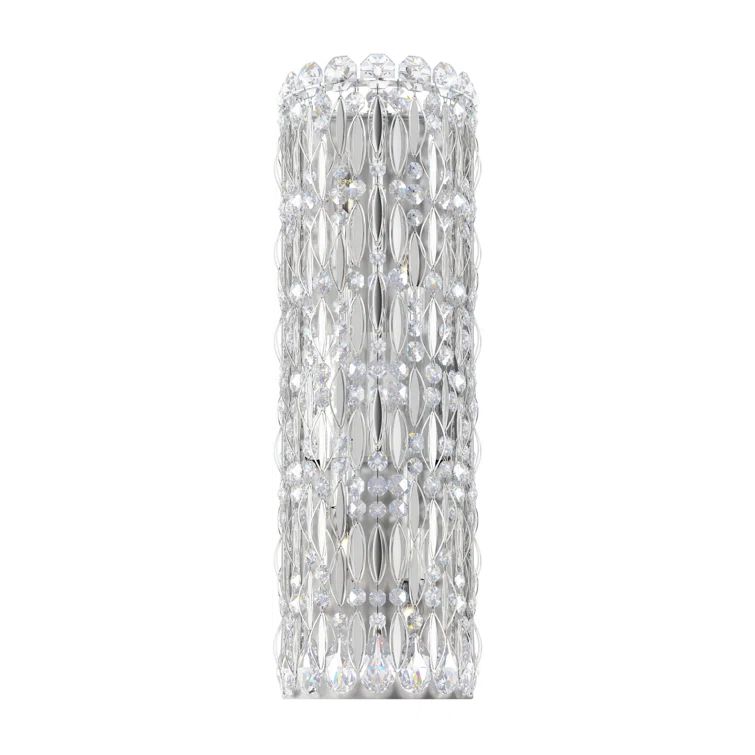 Elegant 4-Light Dimmable Stainless Steel Cylinder Sconce with Clear Crystals