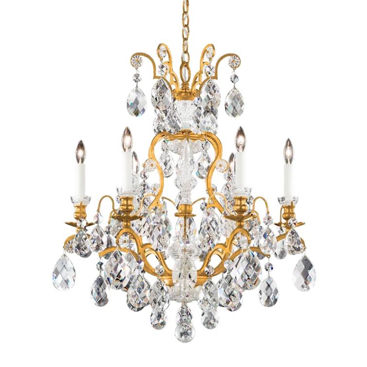 Renaissance French Gold 6-Light Chandelier with Clear Heritage Crystal