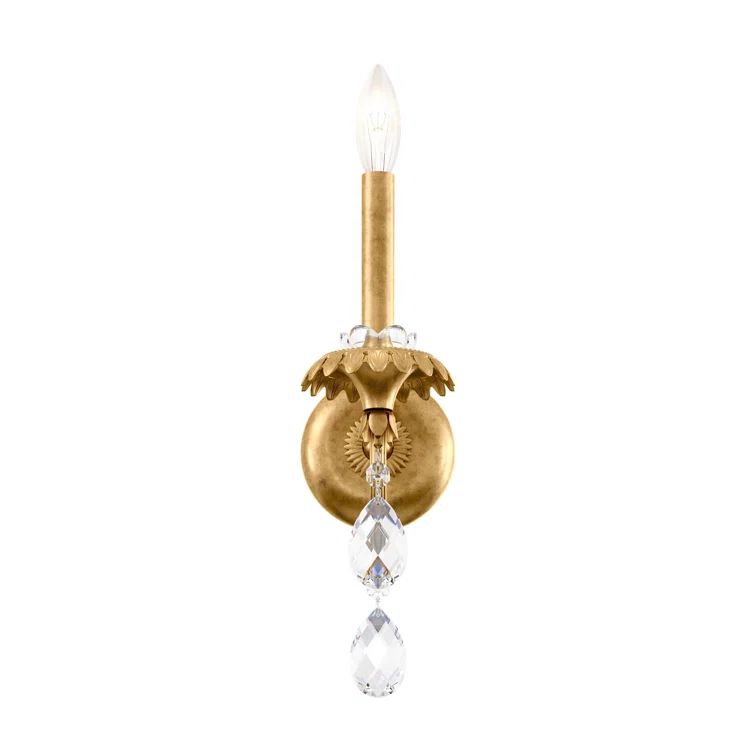 Heirloom Gold Elegance 1-Light Wall Sconce with Crystal Accents