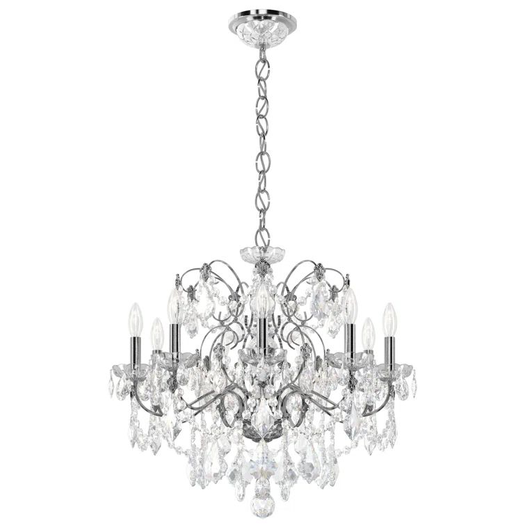 Century Elegance 9-Light Polished Silver Heritage Crystal Chandelier