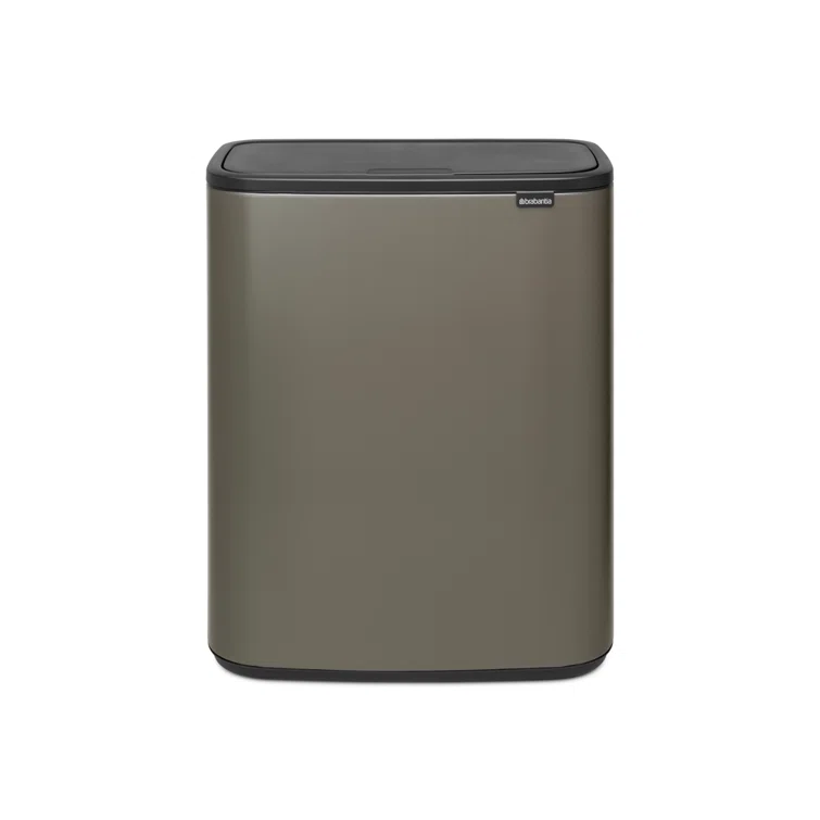 Platinum Stainless Steel Touch Top Kitchen Trash Can, 16 Gallon