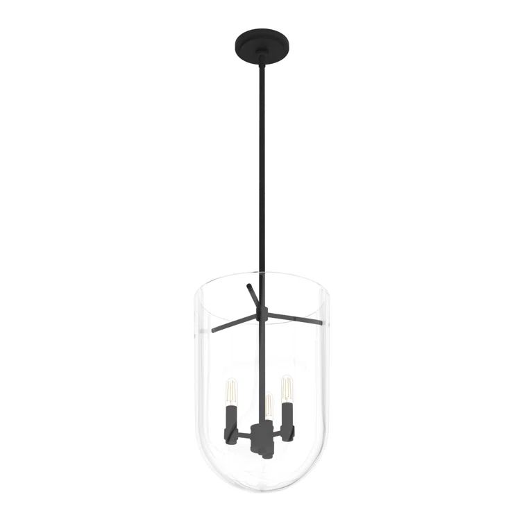 Sacha 16'' Black Modern LED Glass Bell-Shaped Pendant