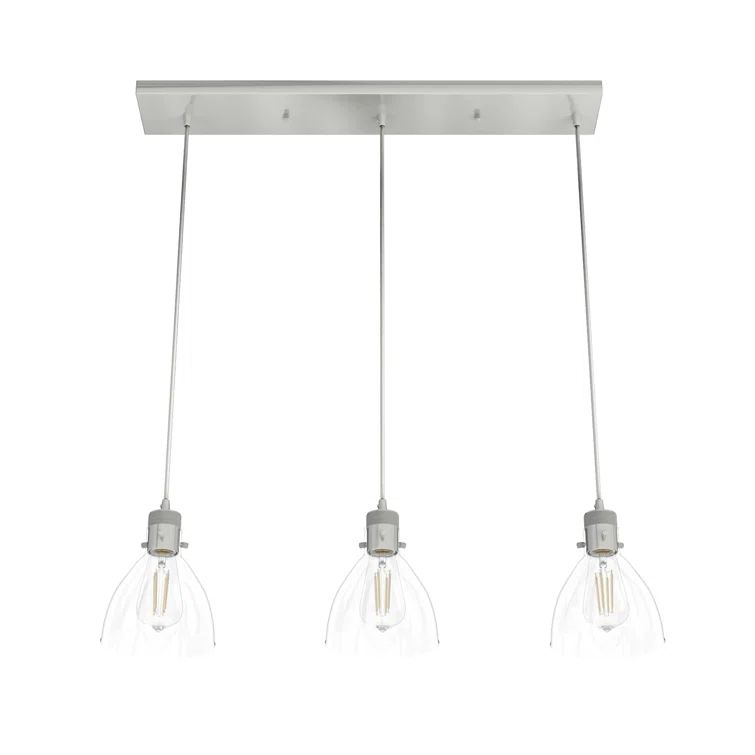 Van Nuys Brushed Nickel 3-Light Linear Cluster Pendant
