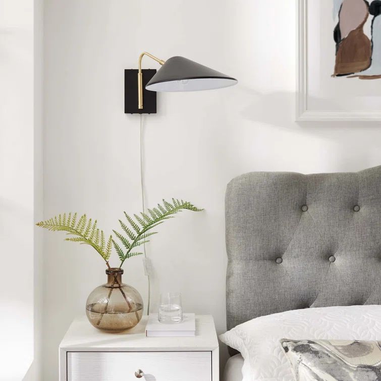 Black and Gold Adjustable Swing Arm Wall Sconce
