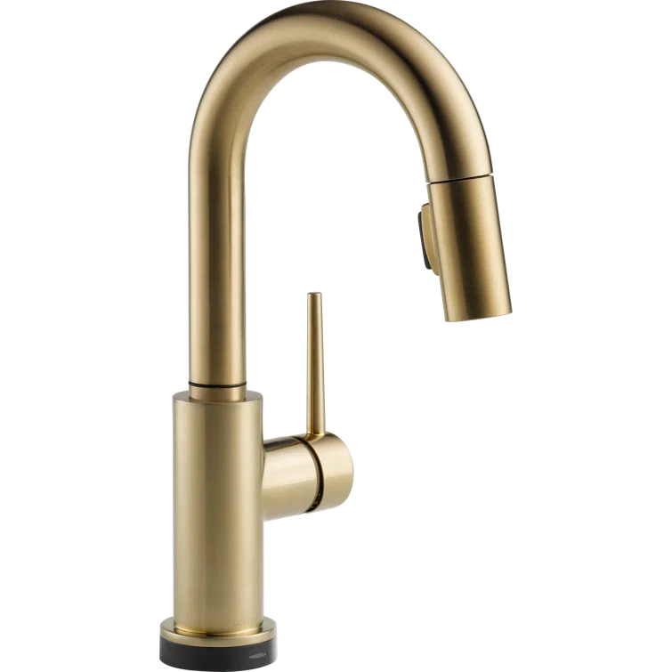 Modern Deck-Mounted Pull-Out Spray Faucet in Stainless Steel and Bronze