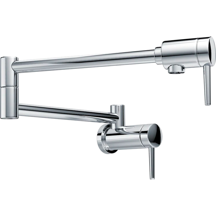 Modern Wall-Mounted Brass Pot Filler Faucet in Chrome