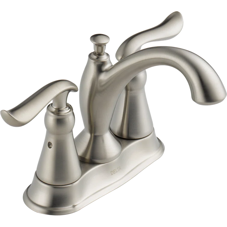 Stainless Steel Centerset Bathroom Faucet with Metal Drain Assembly