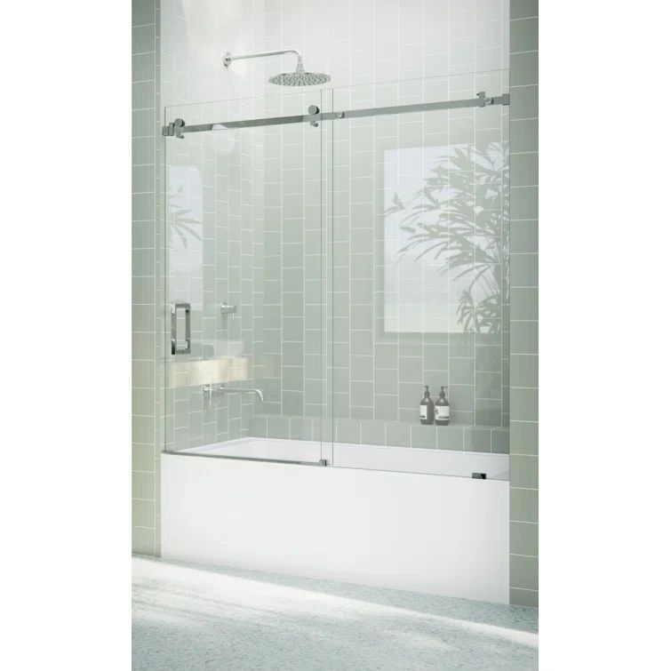 Astro 60" Frameless Sliding Bathtub Door with Chrome Finish