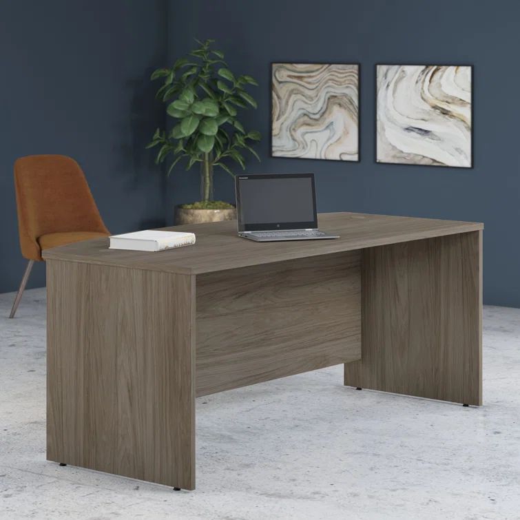 Modern Hickory Wood Office Desk with Filing Cabinet