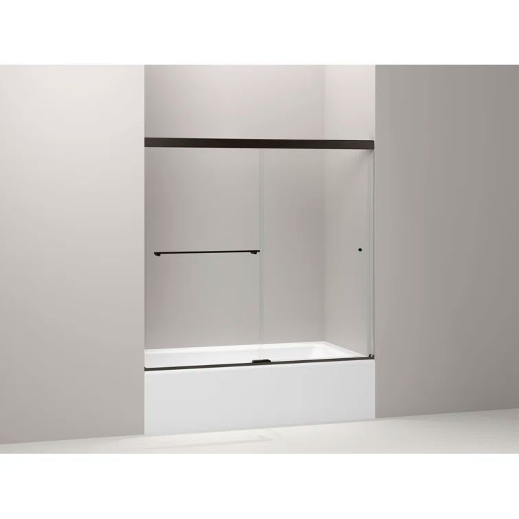 Anodized Dark Bronze Frameless Sliding Bath Door with Crystal Clear Glass