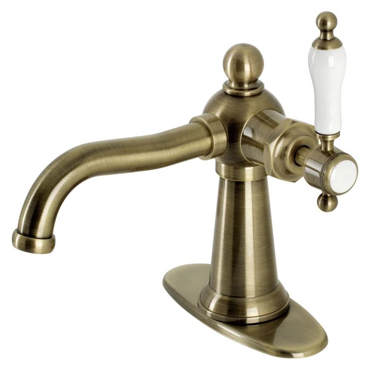 Nautical Antique Brass Single-Handle Bathroom Faucet with Pop-Up Drain