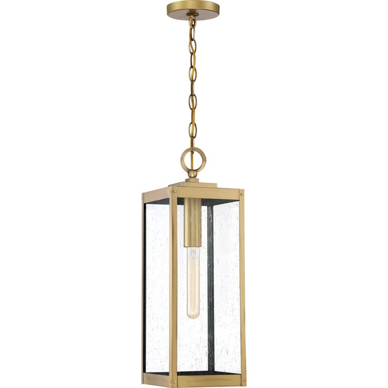 Antique Brass Mini Pendant with Clear Seeded Glass Shade