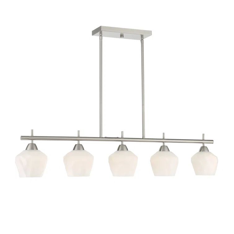 Camrin 5-Light Brushed Nickel and Glass Island Pendant