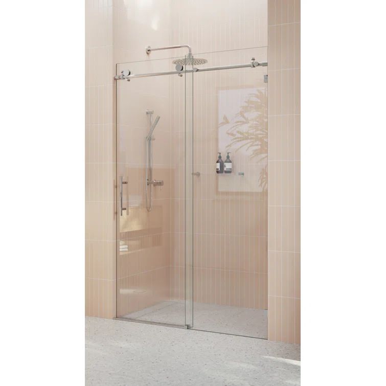 78" Frameless Glass Sliding Shower Door in Polished Chrome