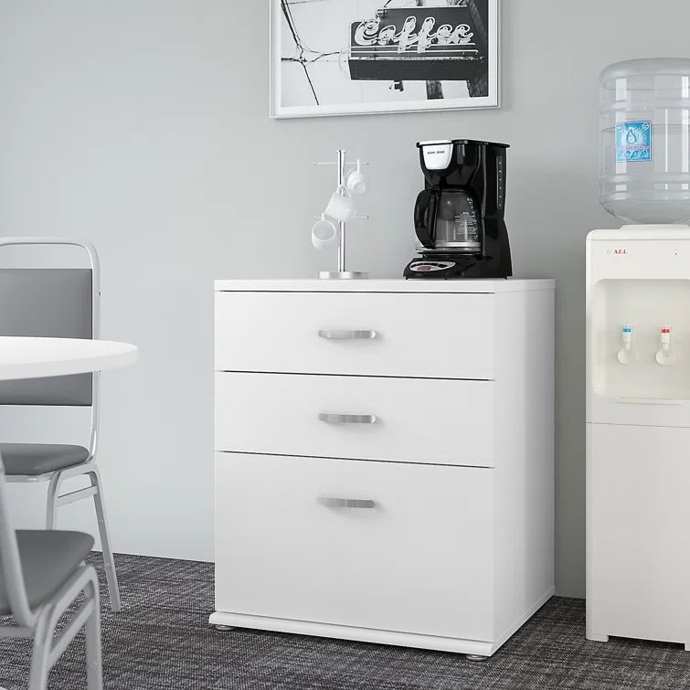 White 3-Drawer Freestanding Office Storage Cabinet