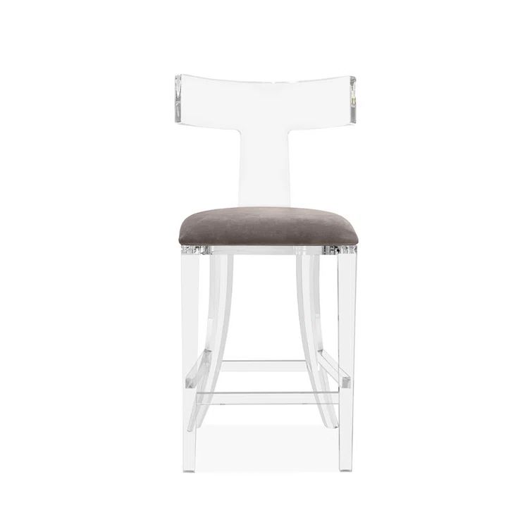Nimbus Gray Acrylic and Velvet Counter Stool