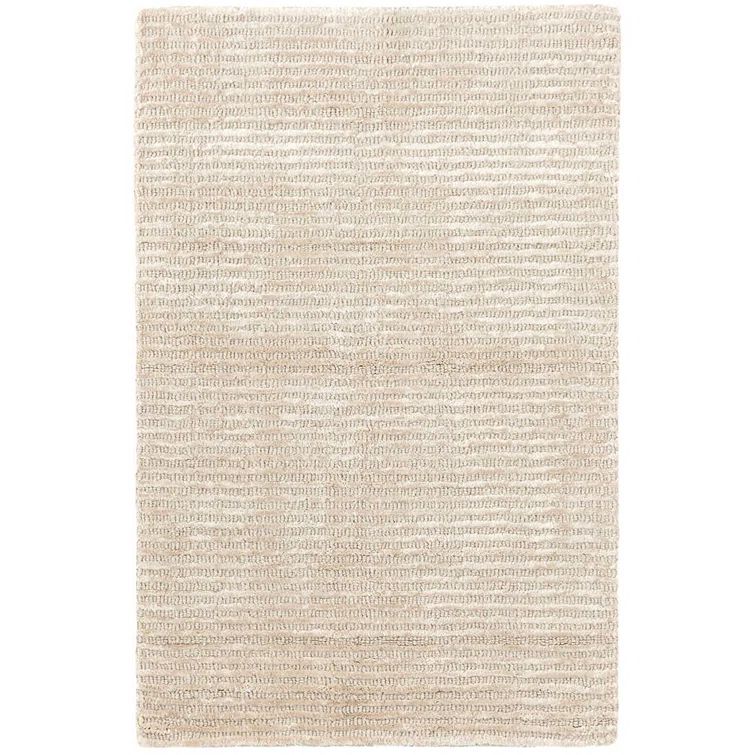 Ivory Hand-Knotted Wool and Viscose 3x5 Stripe Rug