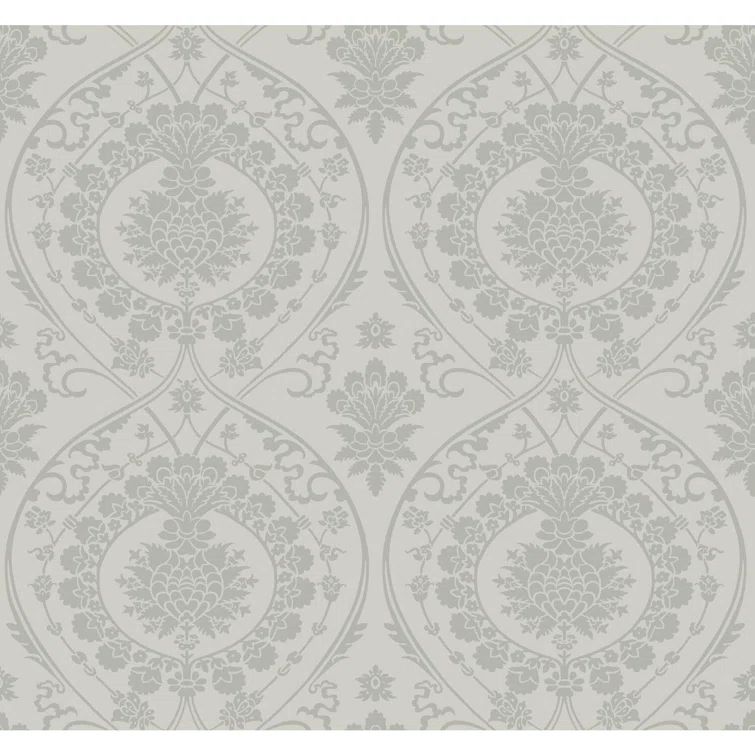 Gray Non-Woven Damask Unpasted Wallpaper Roll