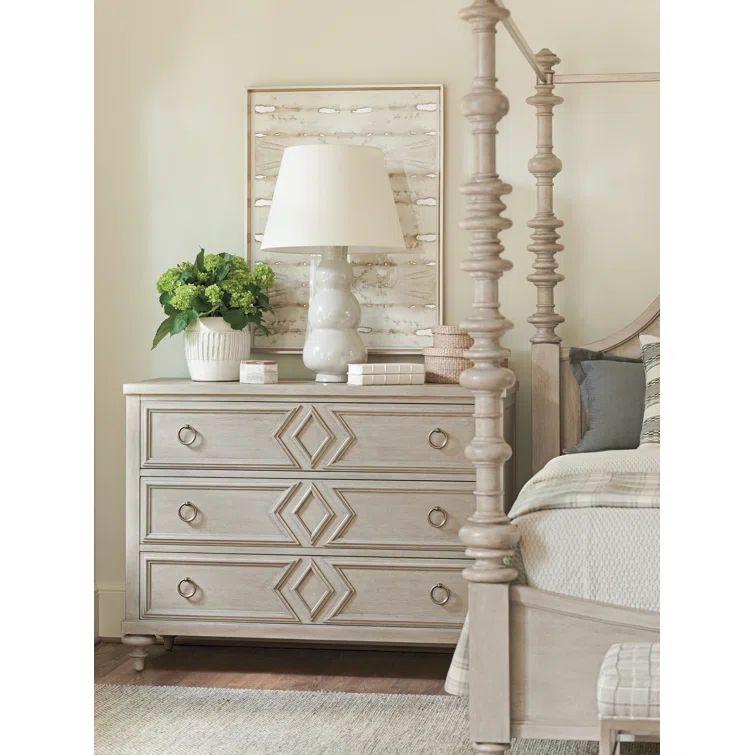 Malibu Transitional 3-Drawer Beige Dresser with Soft Close