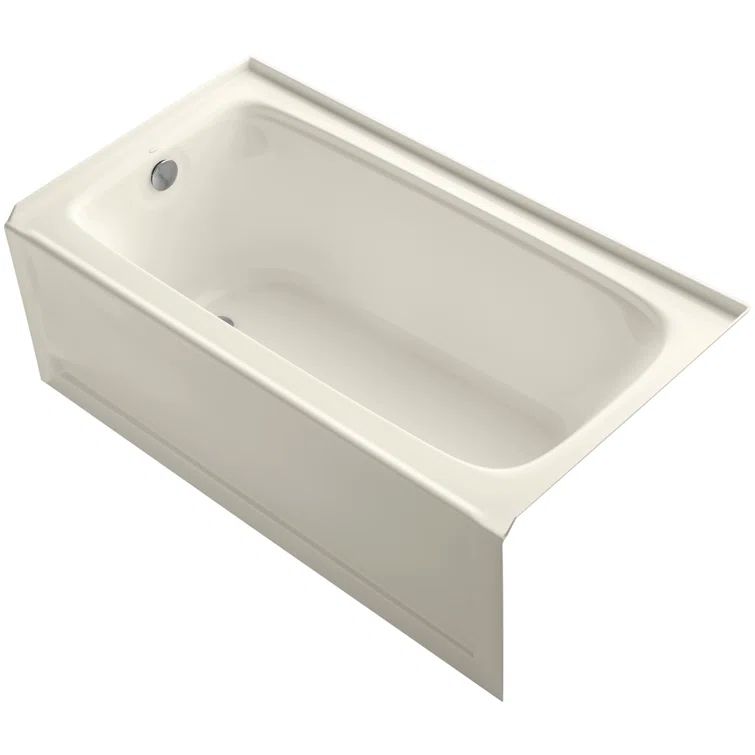 Biscuit Acrylic 60" Alcove Soaking Bathtub with Right Hand Drain