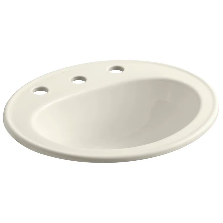 Pennington Biscuit Ceramic Oval Drop-In Bathroom Sink